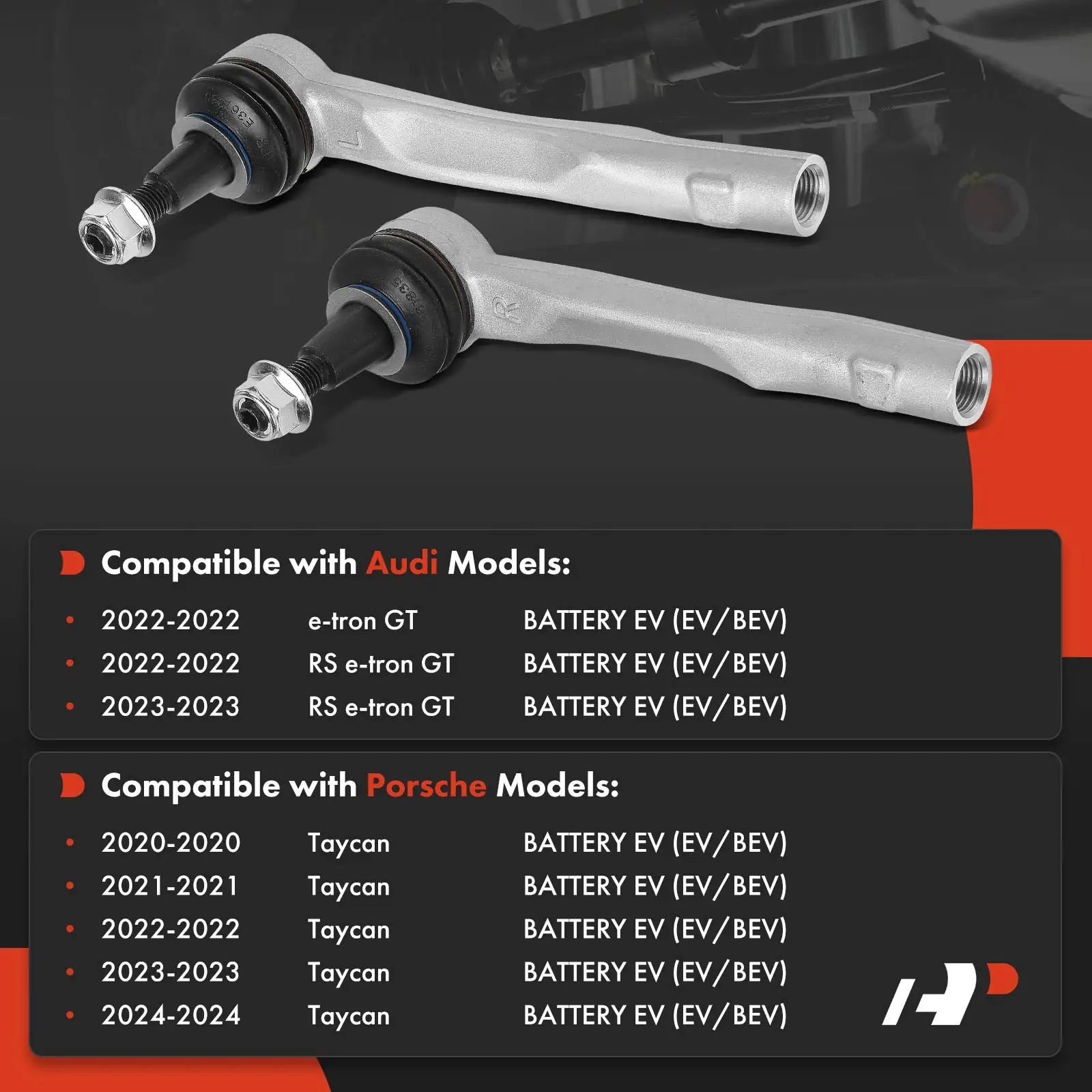 A-Premium 2x Front Outer Steering Tie Rod End for Porsche Taycan 2020-2024 Audi e-tron GT 2022 RS e-tron GT 2022-2023