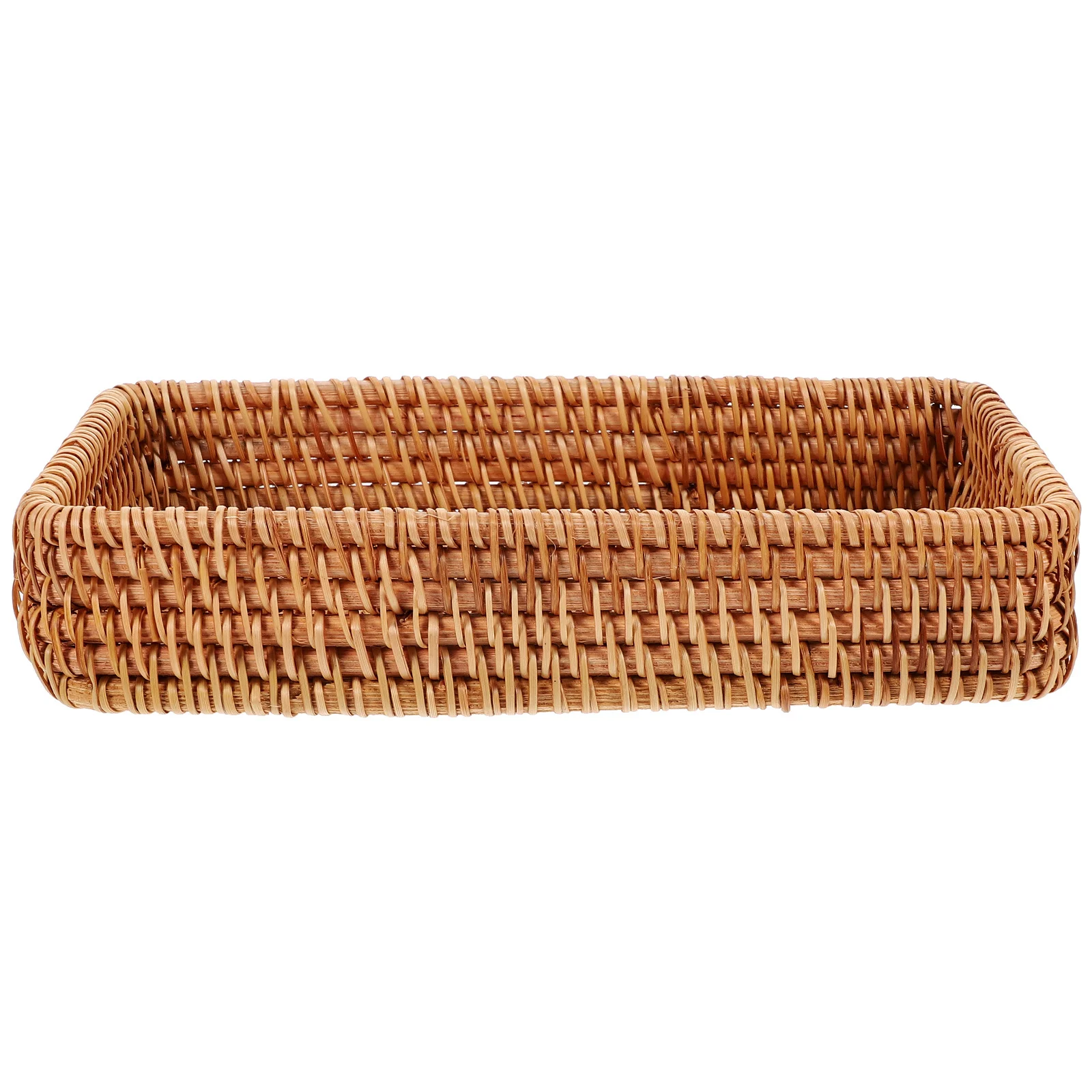 Cesta tejida de ratán para almacenamiento de aperitivos, organizador de pan, Picnic, bebidas de frutas, contenedor rústico portátil ligero, utensilios de cocina