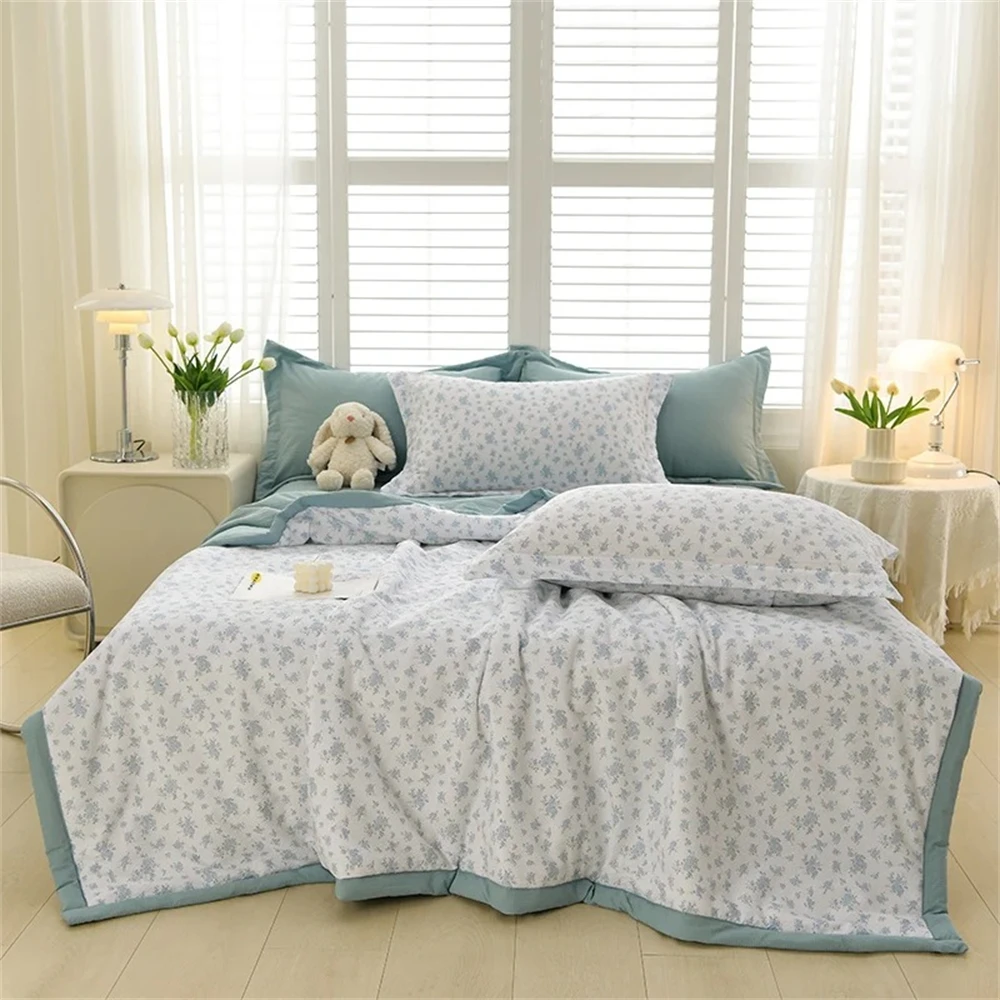 

Quilt Pillow Cover Set Quilt and Pillowcase Home Bedding Seersucker Summer Thin Quilt Air Condition Blanket Comforter Bed Cover