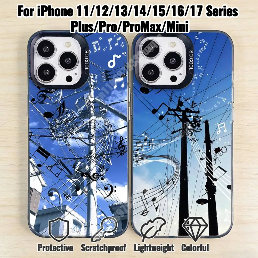 

Musical Notes Korea INS Style Phone Case for iPhone 17 16 15 Max Mini 14 13 Pro Plus 12 11 X XS Air IMD Cover