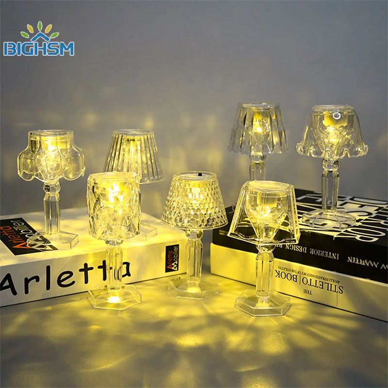 Transparent Small Table Lamp With Projection And Base LED Electronic Night Light Decorative Home Decor Ornaments