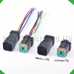 6 Pin Black DT series Connector Waterproof Plug Socket For Deutsch Engineering Vehicle DT06-6S DT04-6P DT06-6S-E005 DT04-6P-E005
