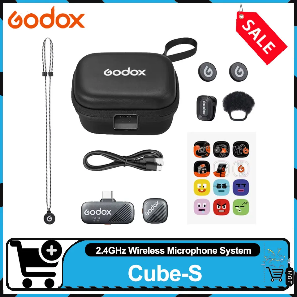 

Беспроводная микрофонная система Godox Cube-S с разъемом USB-C / Lightning для мобильных устройств, совместимость с всенаправленными устройствами 300 м, 48 кГц