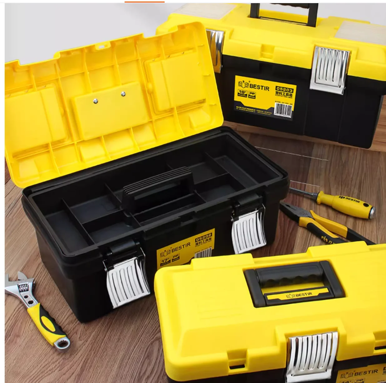 BESTIR tool Plastic toolbox household hardware multifunctional Large sized portable repair tool car box for maintenance NO.05201