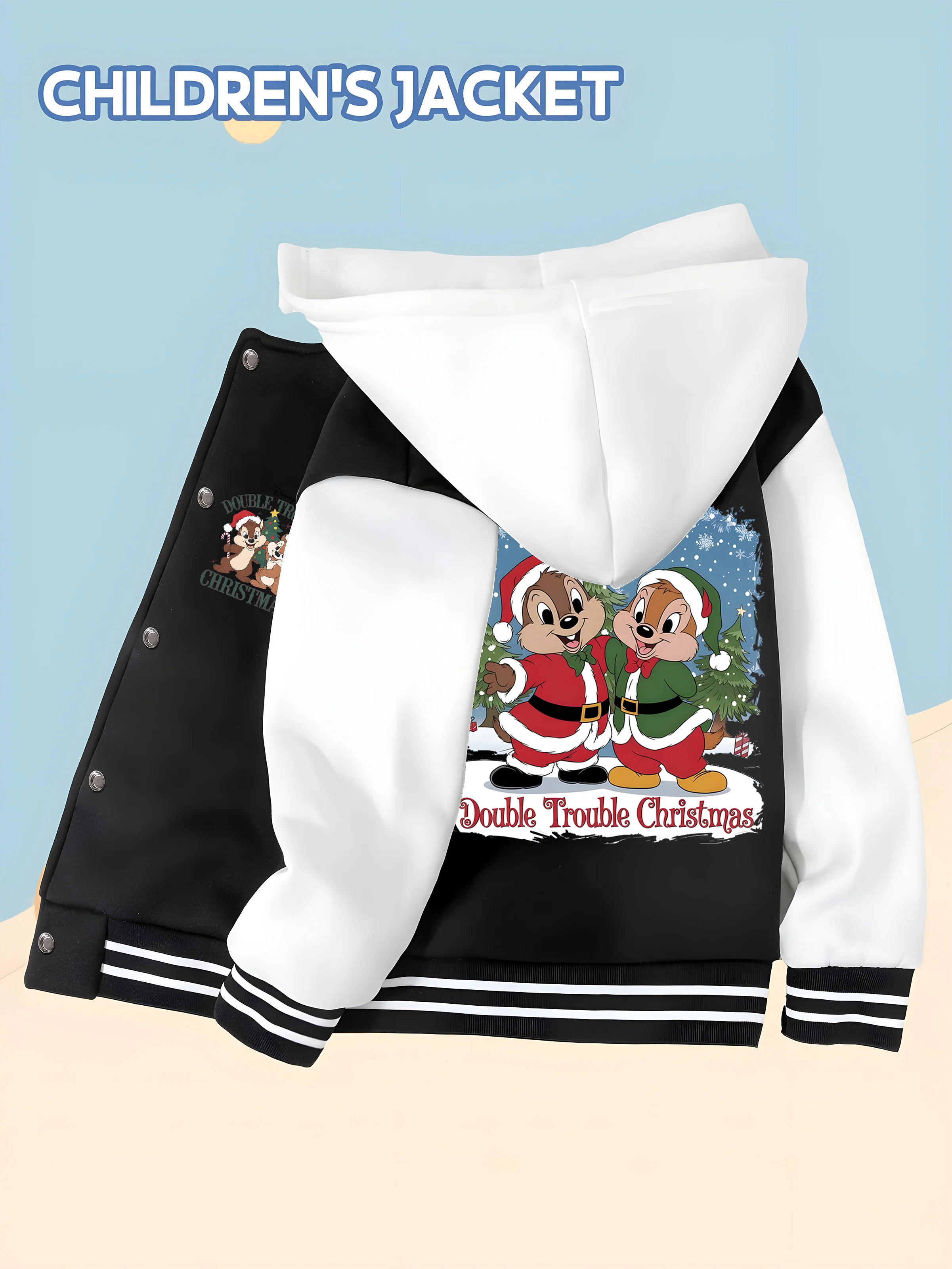 

MINISO Disney Chip & Dalily Christmas Boys Jacket - Funny Christmas print, soft and skin-friendly, versatile