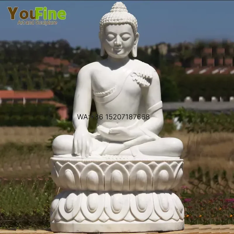 Wmwmnu Custom Large Outdoor Traditional Carving Life Size White Marble Buddha Sculpture Sitting Statue for Park