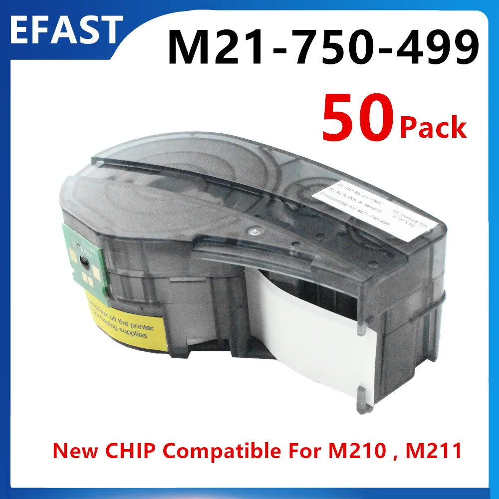 

50Pack New CHIP Replace M21-750-499 Nylon Labels Cartridge Tape Maker Film For Etiqueteuse M210,M211 Handheld Cable Wire Marking