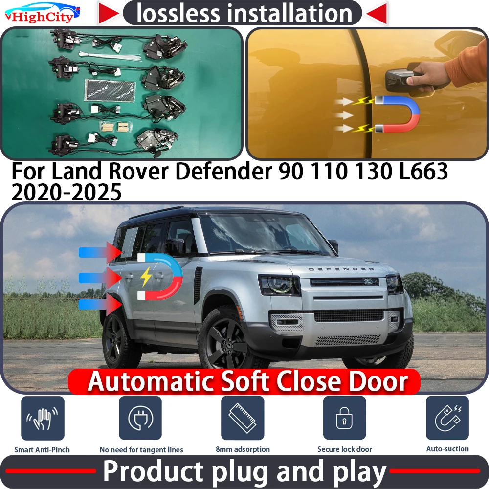 

Электрический привод замка двери для Land Rover Defender 90 110 130 L663 2020-2025: система плавного закрывания и автоматического вытягивания