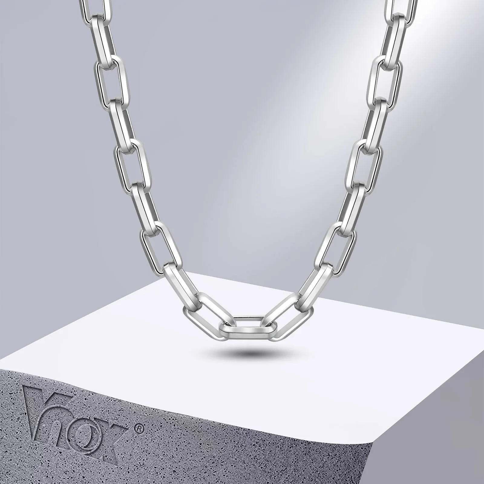 Vnox 9.2mm ciężki łańcuszek naszyjniki dla kobiet mężczyzn, fajny odważny punkowy łańcuszek z ogniwem prostokątnym Choker kołnierz, biżuteria unisex Rock