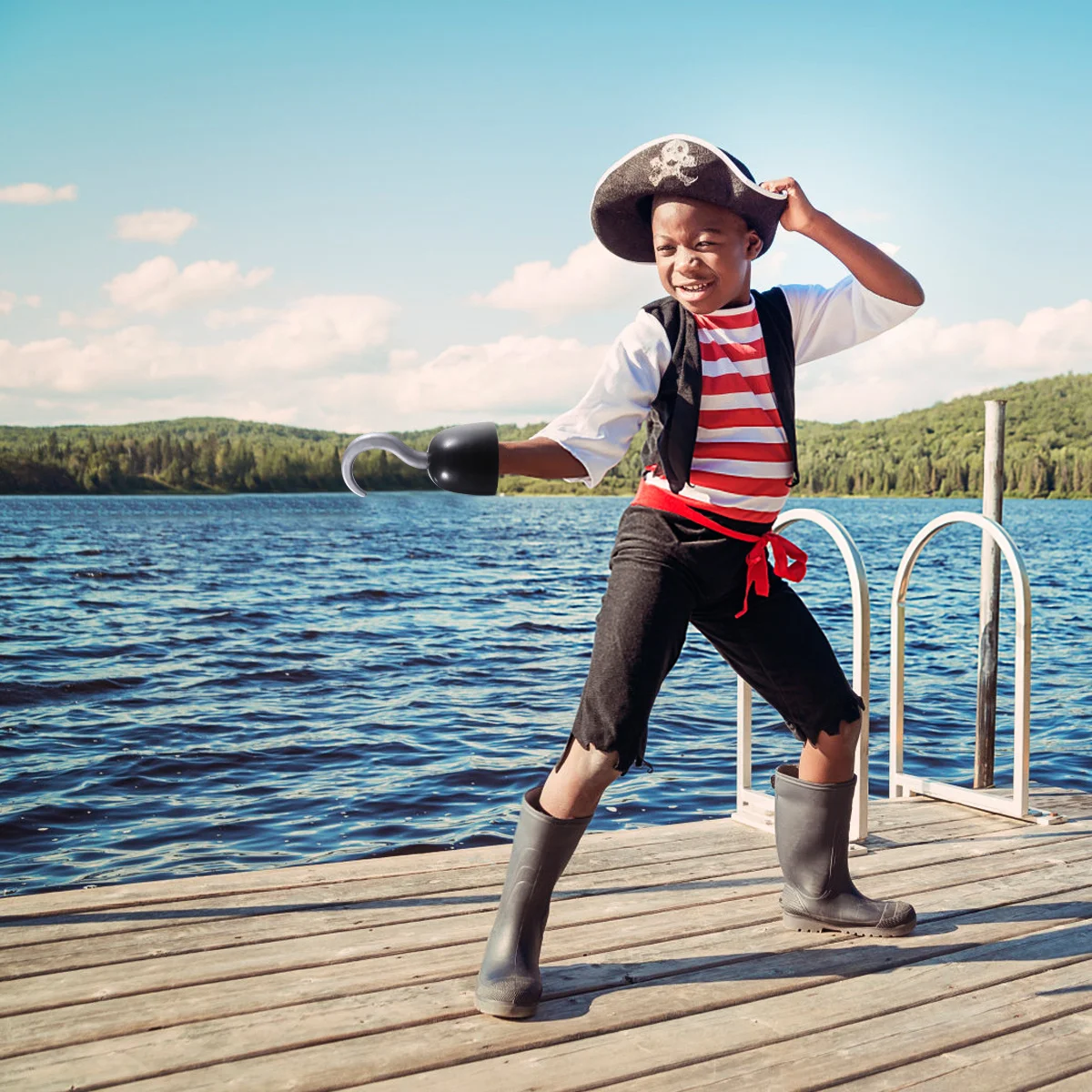 

3 шт., пиратский крючок, перчатки, крючки, набор аксессуаров для костюма, легкий реквизит для вечеринки, украшения для Хэллоуина, маскарада, пиратский крючок