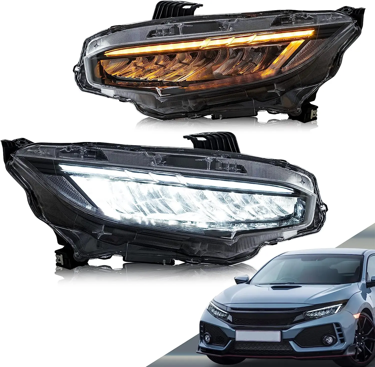 

LED Headlights for Honda Civic10th Gen 2016-2021 Sedan Coupe Hatchback Type R Dynamic Animation Breathing Lighting Sequential Tu