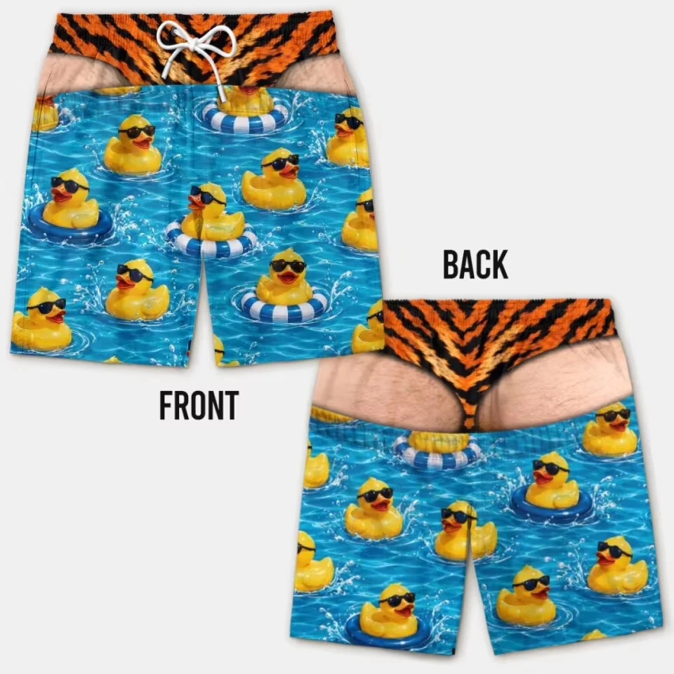 2026 Neue Sommer-Herrenshorts mit 3D-Strukturiertem Flauschigem Rücken-Design, Geeignet für Poolpartys und Urlaubsoutfits Y2k – Detail 16