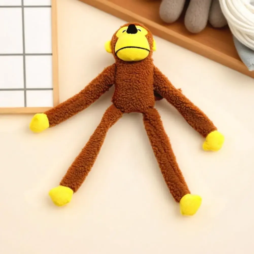 Niedliches Affen-Hundespielzeug aus Fleece-Plüsch, Quietschendes Kauspielzeug mit Langen Gliedmaßen, Bissfest, Stressabbauend, Interaktives Spielzeug – Detail 3