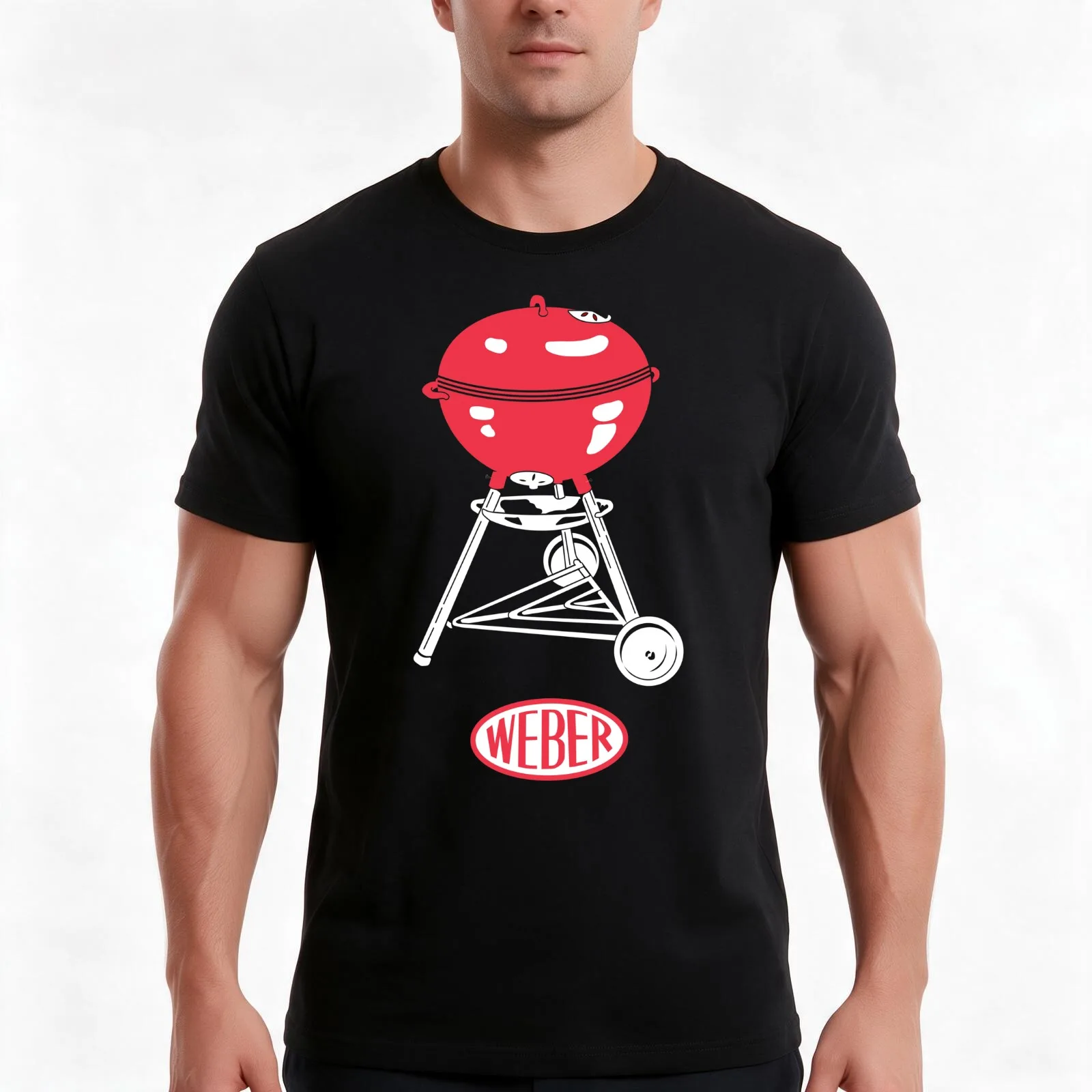 Weber Bar-B-Q Kettle Classic T-Shirt, Summer Casual Cotton Tee, Oversized Streetwear Tops, Vintage Graphic Print, 100% Cotton