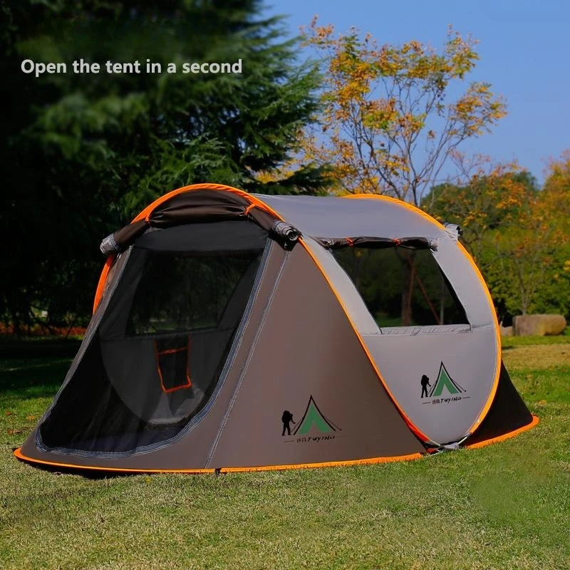 3-4Man Ultralight Camping Tent Quick Opening Outdoor Travel Hiking Beach Tent Single Layer Portable Tent Anti-UV Coating UPF 30+