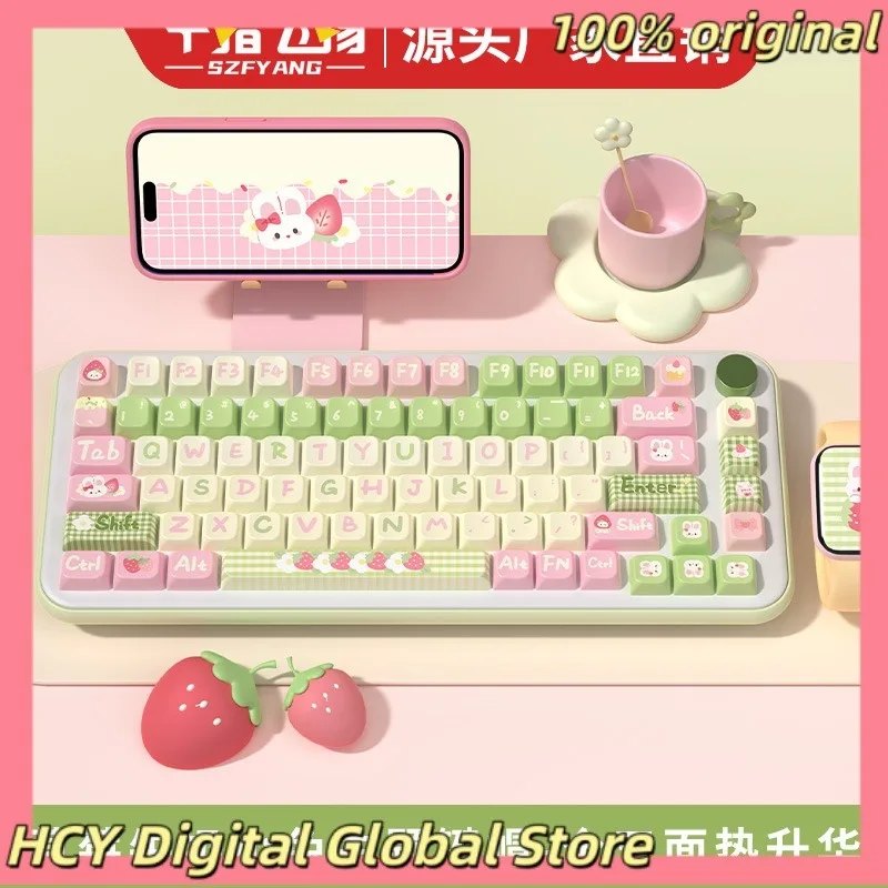 NEW Strawberry Milk Rabbit Anime Theme Keycap Mechanical Keyboard PBT Customized Cute Keycap PC Game Keyboard Accessories Gift