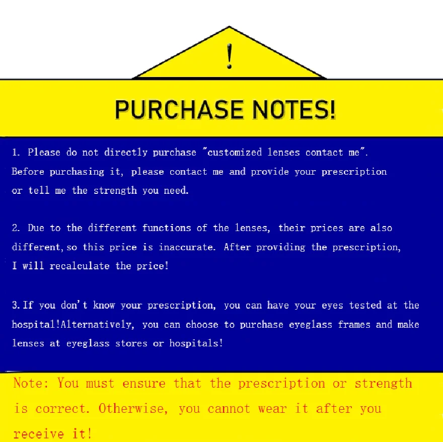 

Предоставляем клиентам с помощью разницы в цене или специальной диоптрии. Пожалуйста, проконсультируйтесь с нами перед размещением заказа.