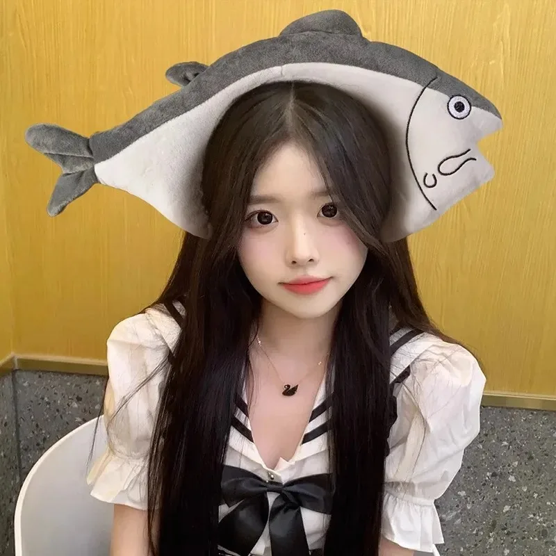 Cartoon peixe salgado cabelo banda traje, chapéu engraçado novidade, Photo Booth, chapéu do mar, vestir-se festa Headwear para crianças e adultos