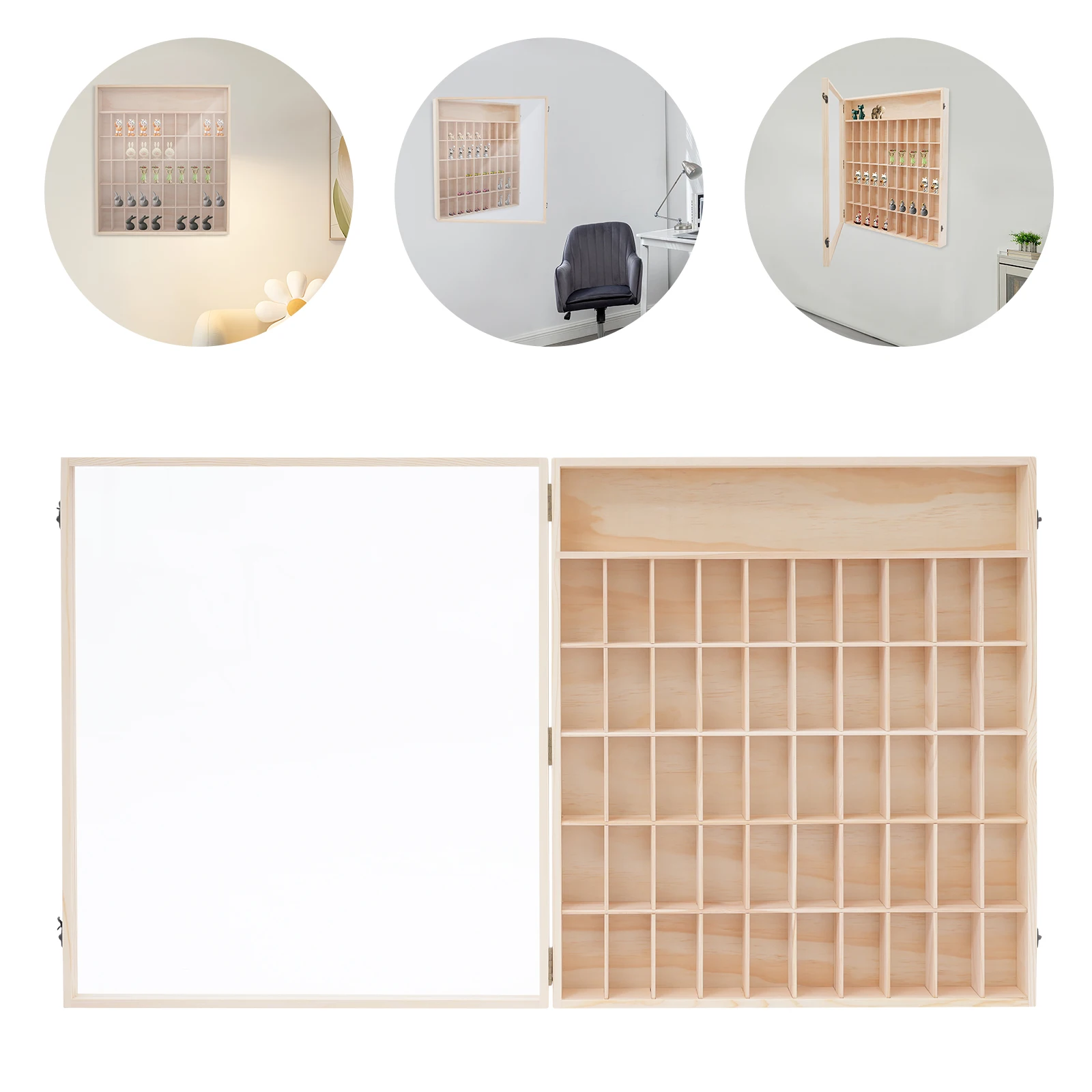 

6-Tier Wooden Display Case Acrylic Door Cabinet for Minifigures/Action Figures Wall-Mount Display Rack