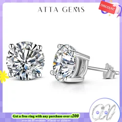 Women gems 2 karat 8.0mm D renk Moissanite damızlık küpe kadınlar için en kaliteli 100% 925 ayar gümüş köpüklü düğün takısı