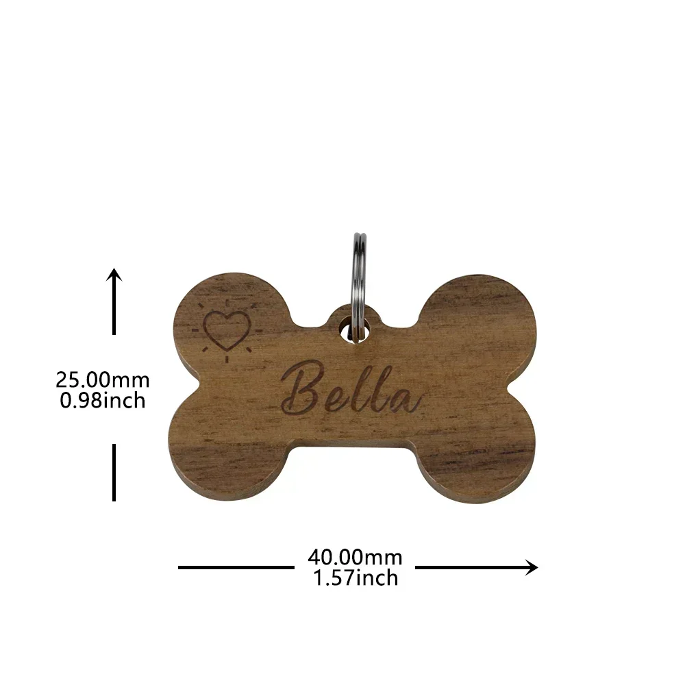 Customized Wooden Pet Dog ID Tags Anti-lost Name Wood Bone Tag for Puppy Personalized Number Nameplate Dog Collar Cat Necklace