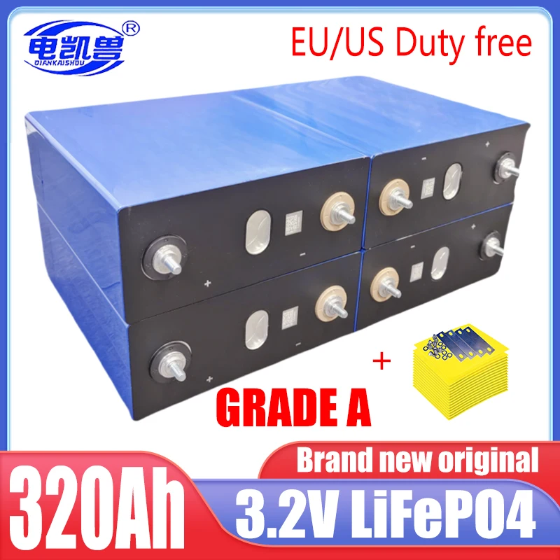 3.2V 320Ah Brand new 8000+cycles Lifepo4 battery Grade A DIY 12V 24V 48V RV solar storage golf cart battery pack EU/US TAX-FREE