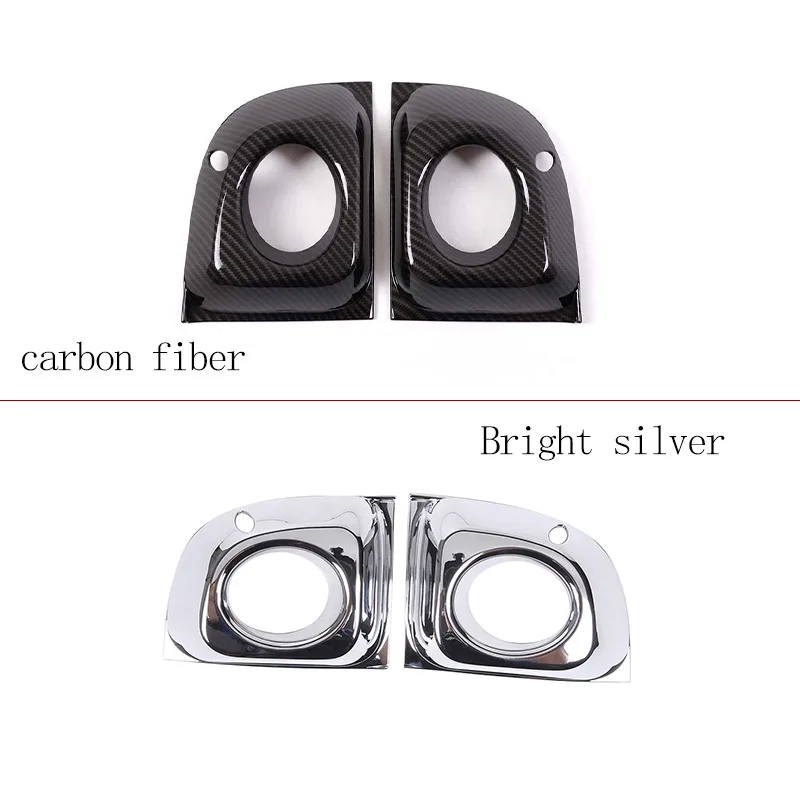 For Fiat 500 2011-2015 ABS Carbon Fiber/Silver Car Front Fog Lamp Decorative Frame Sticker Car Exterior Accessories