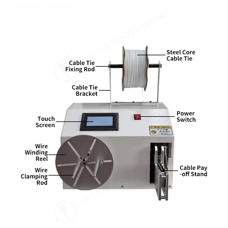 Multifunction Automatic Cable Winding Tying Machine 5-30mm Bundle Touch Screen for USB/HDMI/Power Cables, Round/Long/8Shape Tyin