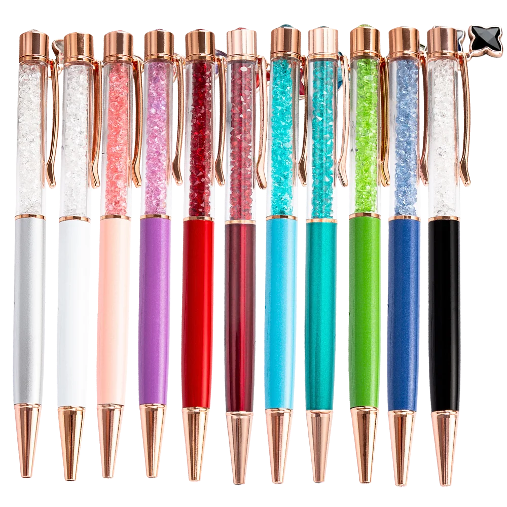 1 stks Metalen Kristal Ommerciële Balpen Hanger Ondertekening Pen Reclame Geschenken School Student Schrijven Kantoorbenodigdheden