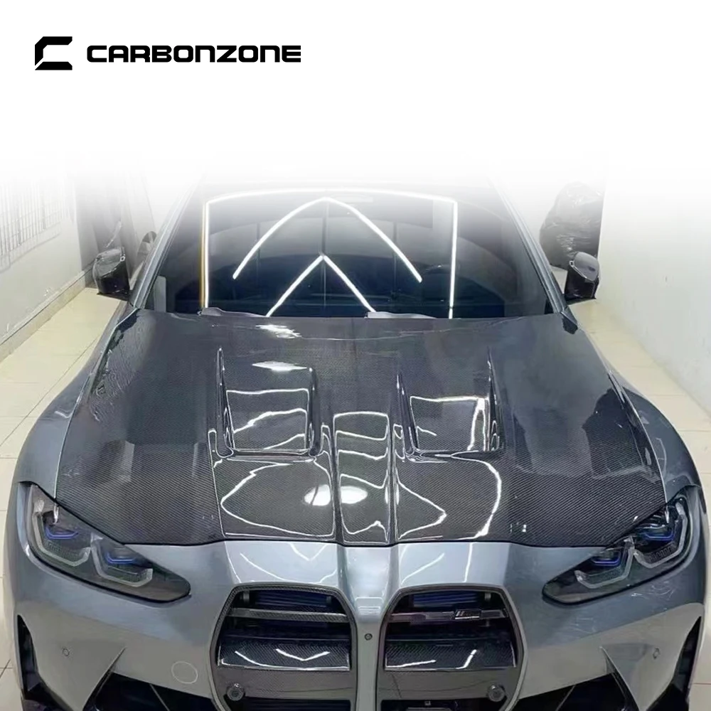 1pc Carbon Fiber Car Front Engine Hood for BMW G80 M3 G82 M4 MP Style Bonnet Cover Retrofit Accessories Body Kit Auto Parts