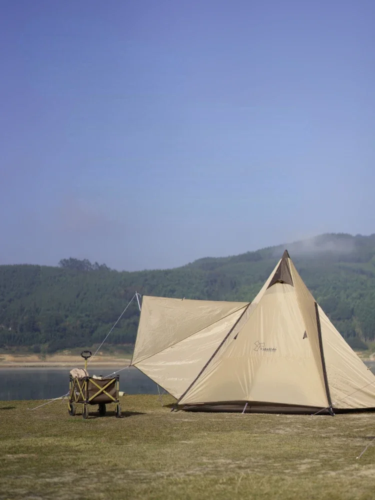 Pro Plus Pattern!Vidalido Top Grade Luxury Indian Yurt Big Tent Hard Iron Pole Outdoor Camping Double Layer Include Front Stick