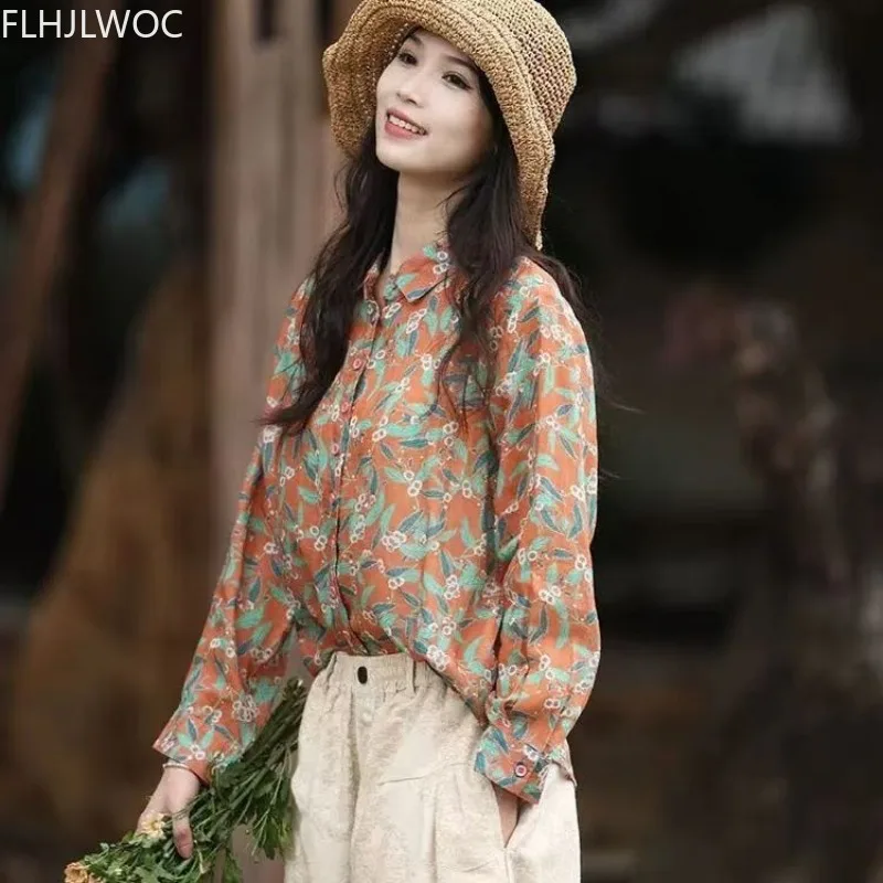 Hauts en coton et lin pour filles, chemisiers de Village rustique, Style campagnard, japon Mori, mignon, doux, imprimé Floral, rétro, Vintage, chemises de base