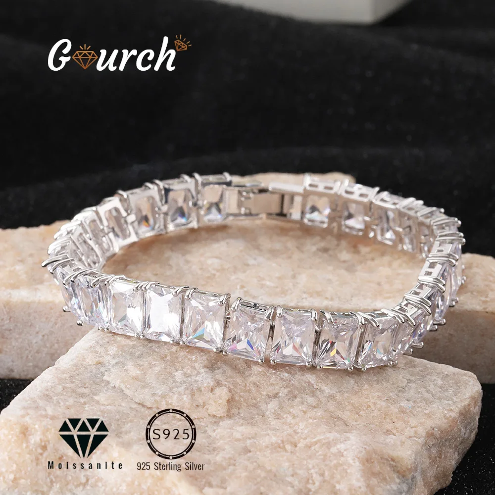 

Gourch 0.4CT/1CT Full Zircon Tennis Bracelet 925 Silver 18K Gold Plated Hip Hop Jewelry for Women Wedding Anniversary Gift