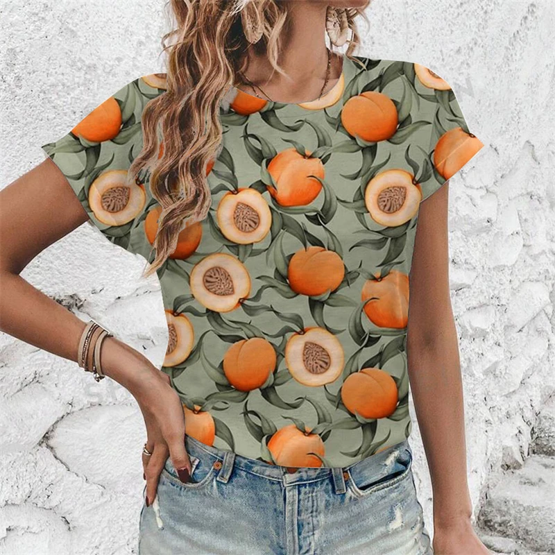 

Y2K New 3D Tropical Fruit Lemon Print Tops For Women Comfortable T-shirt Female Fashion Short Sleeve Tshirt Ladies Clothing