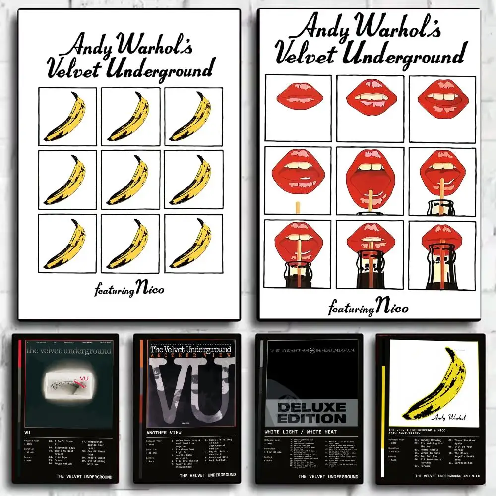The V-Velvet Underground Poster Stickers Painting Self-Adhesive Mural HD Wall Decals for Bedroom Living Room Home Decor Gift
