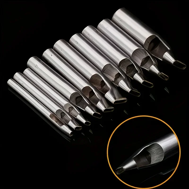 5-teiliges ovales Lederlochstanzer-Set, Edelstahl, 1,5-9 mm, geeignet für DIY-Taschen, Schuhe, Gürtel – robustes Handwerkzeug-Set – Detail 5