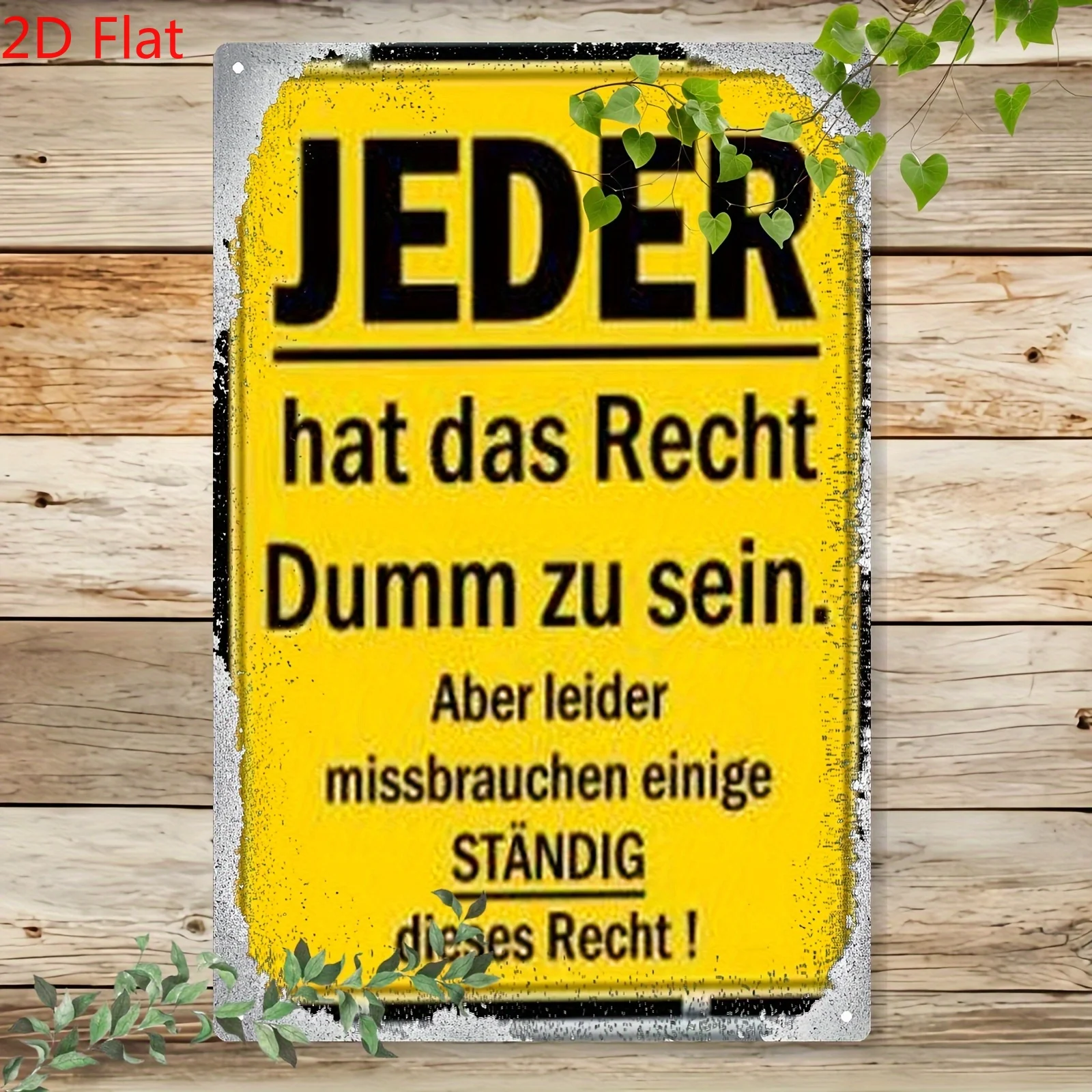 2D Flat Retro German-Style Metal Wall Decor Sign - 