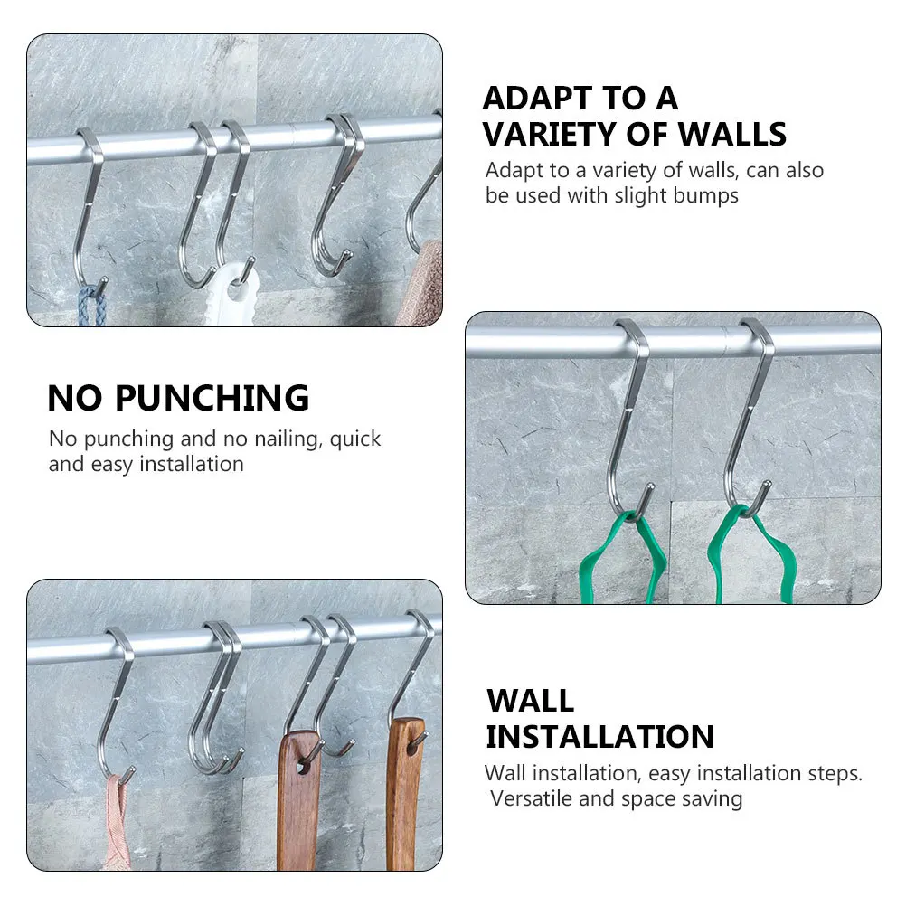 

5Pcs S-Shape Hangers Multi-Functional Space-Saving Bathroom Closet Kitchen Hook Wall Hooks S-Shape Hanger Closet Hook