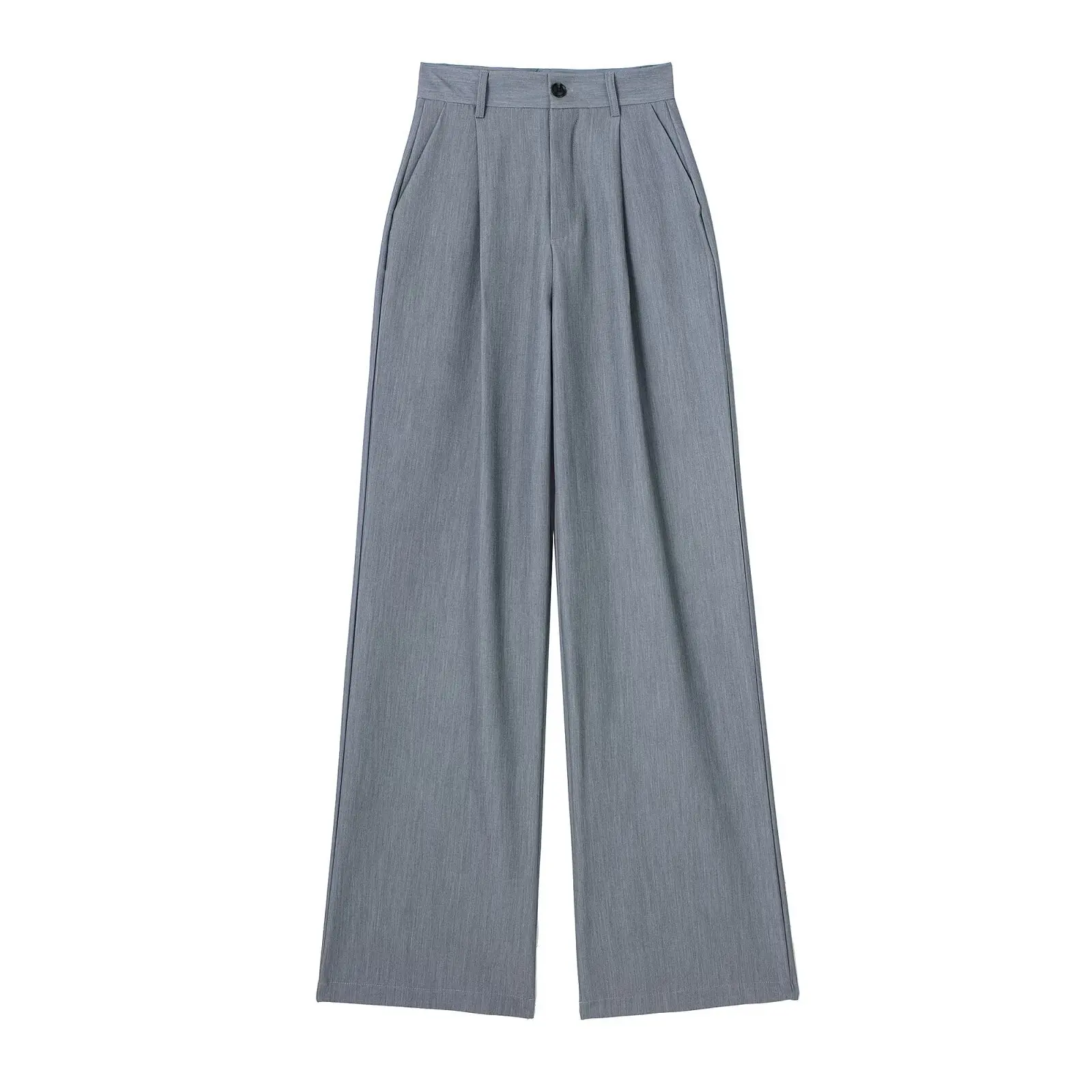 Fashion Commuting Trousers For Women Spring Autumn New Casual Solid Color High Waist Button Striped Printed Wide Leg Pants