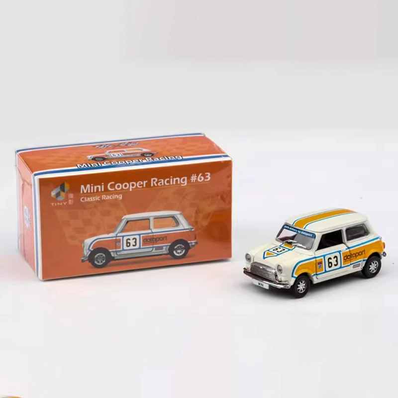 

TINY масштаб 1/50 Mini Cooper Racing # 63, имитация модели автомобиля из сплава, статическая коллекция, украшенные праздничными подарками, игрушки, сувенирный подарок