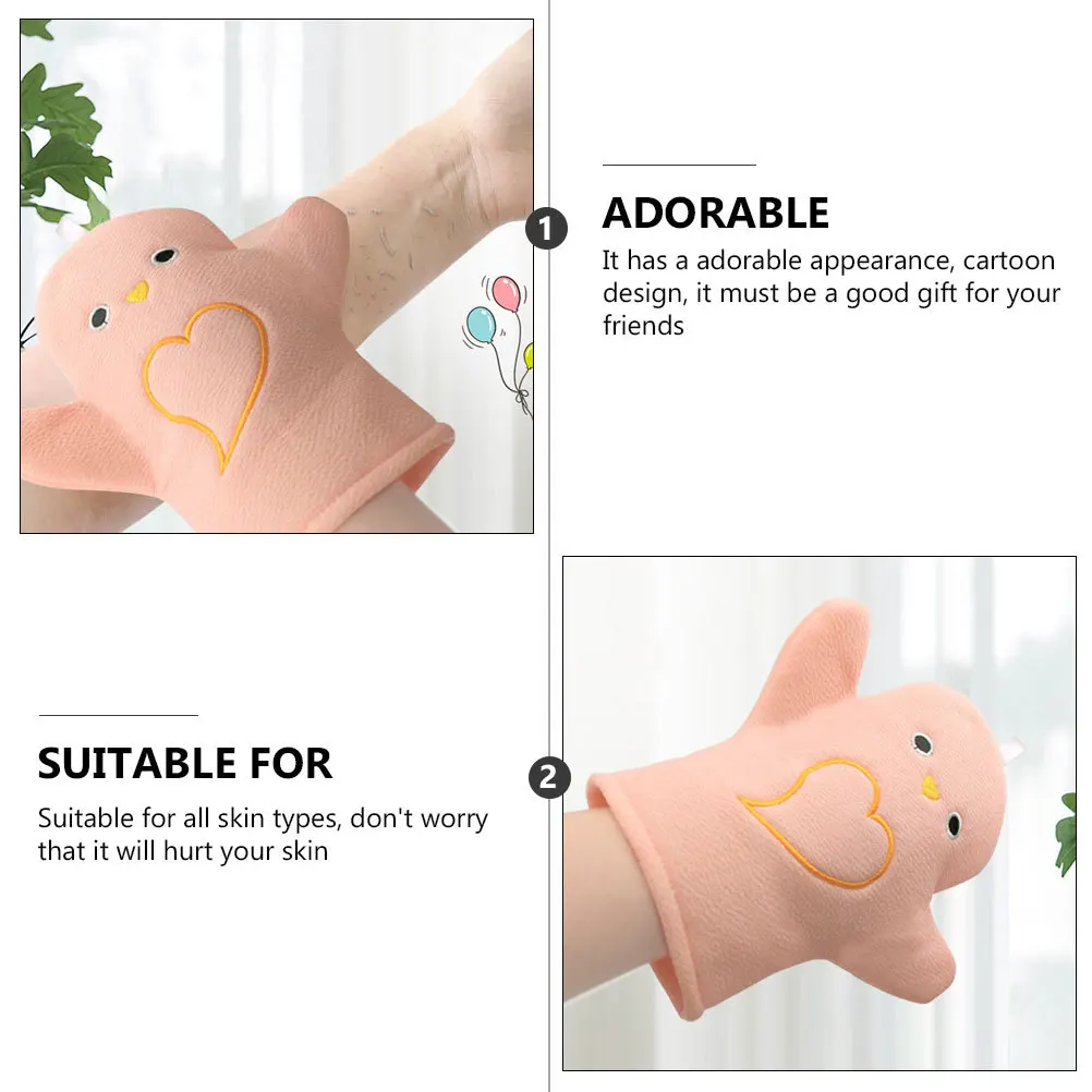 2 قطعة قفازات حمام الحيوان الكرتون مرنة المضادة للانزلاق قابلة لإعادة الاستخدام ألياف النباتات الناعمة للحمام قفازات حمام ماصة للتنظيف القوي