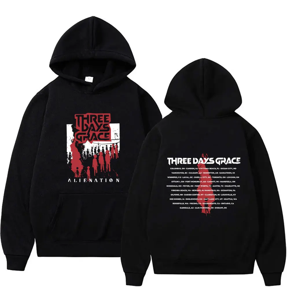 

Rock Band Heavy Mental Three Days Grace Alienation Tour 2026 Hoodie Men Women Vintage Oversized Pullover Male Gothic Streetwear