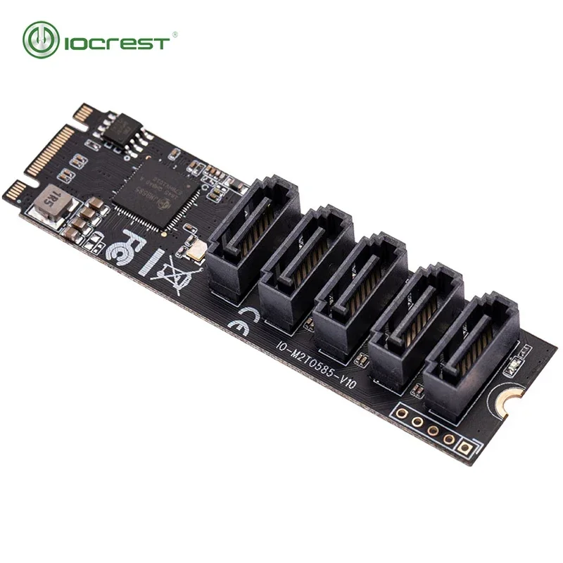 IOCREST M.2 (PCIe 3.0)  to 5 Ports SATA III 6G ssd Adapter with sataIII cable SATA3.0 to m.2 pci-e