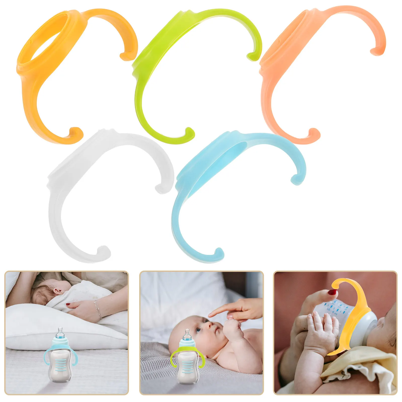 

5Pcs Universal Baby Bottle Handles Wide Neck Bottle Grip Ergonomic Plastic Feeding Accessories Dishwasher Safe for Toddlers