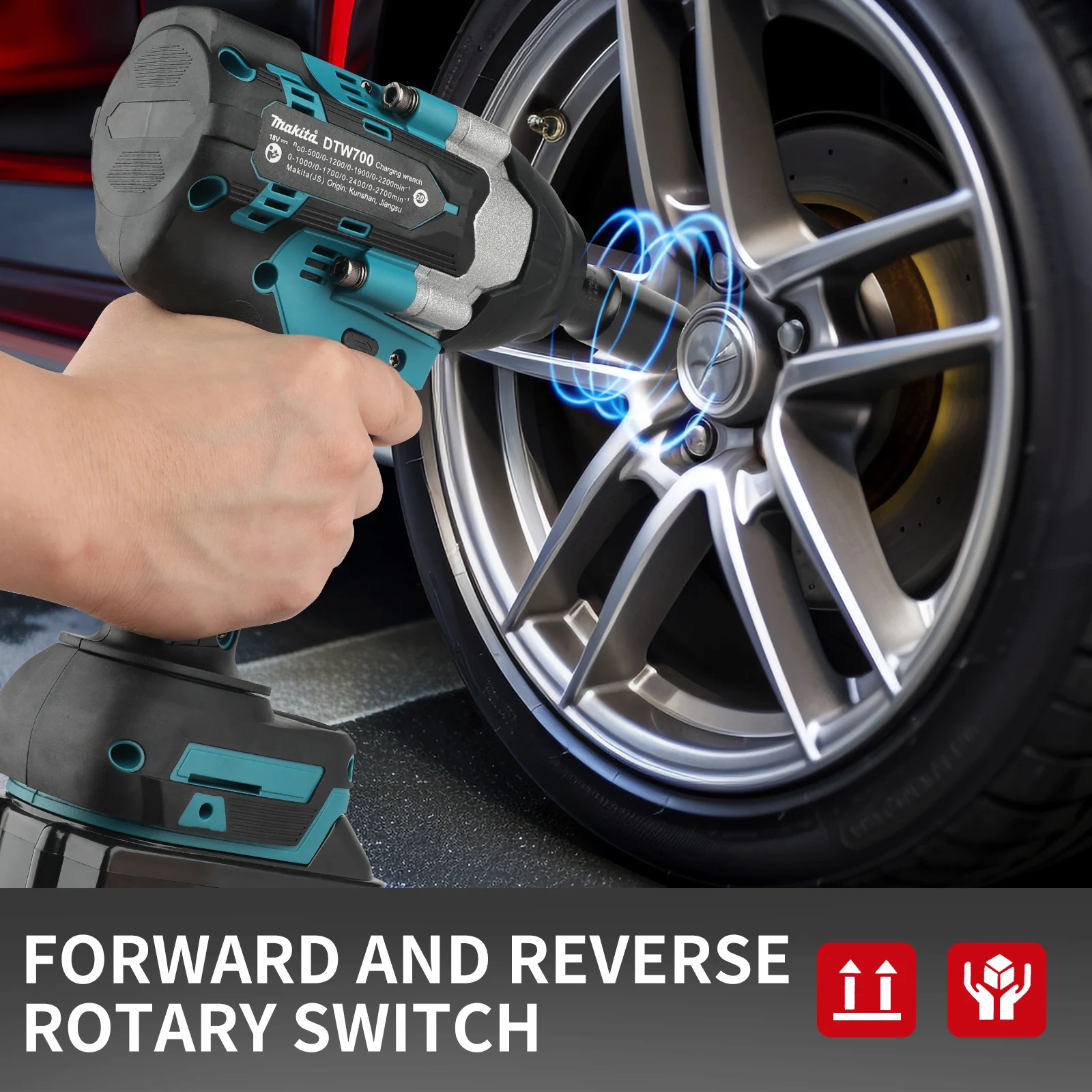 Makita DTW700 Cordless Impact Wrench One-touch Forward Reverse Switch Easy To Operate for Both Tightening & Loosening Tools - view 2