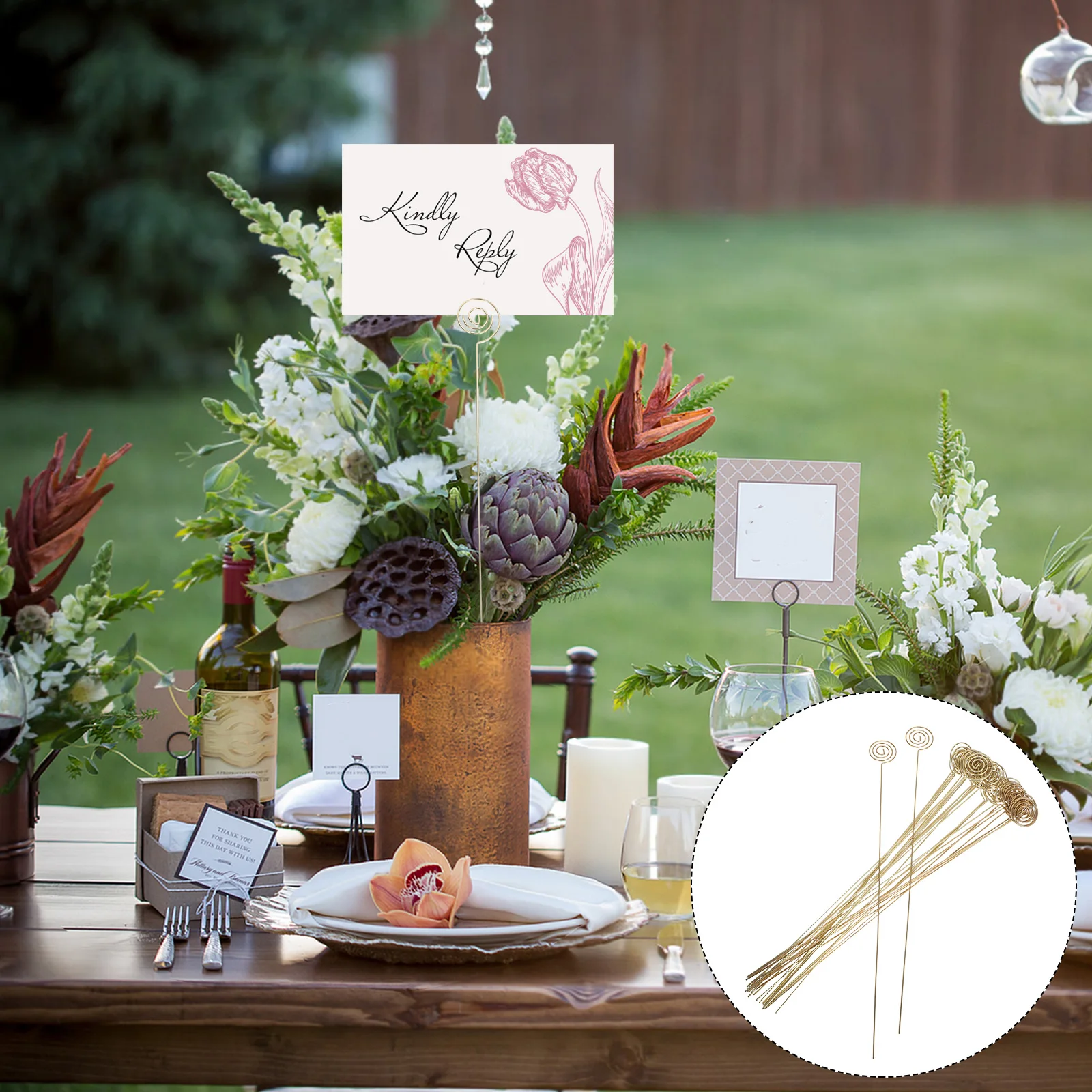 

30Pcs Floral Card Holder Elegant Gold Metal Wire 13in Sturdy Wedding Party Table Place Card Photo Clip Metal Wire Floral Place