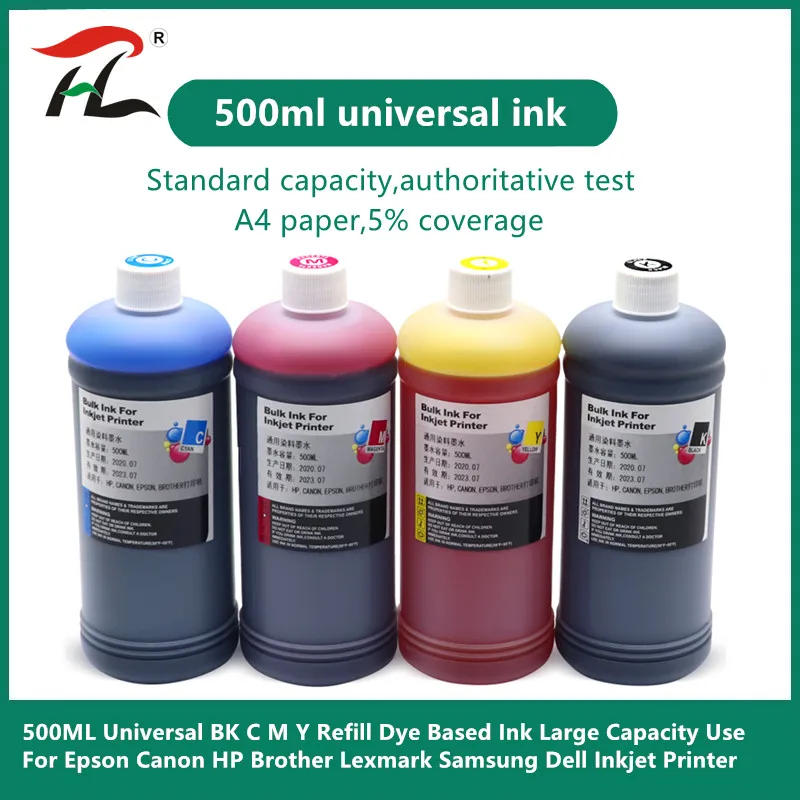 500ml Bottle Printer Dye Ink Refill Kits For HP 123xl 122xl 121xl 302xl 304 301 300 650 652 21 22 140 141 901 350 XL Cartridges