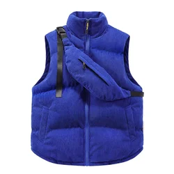 New Korean Winter Vest Fashion Harajuku Waistcoat Sleeveless Men Warm Thick Jacket with Backpack Corduroy Men's New Autumn Coats