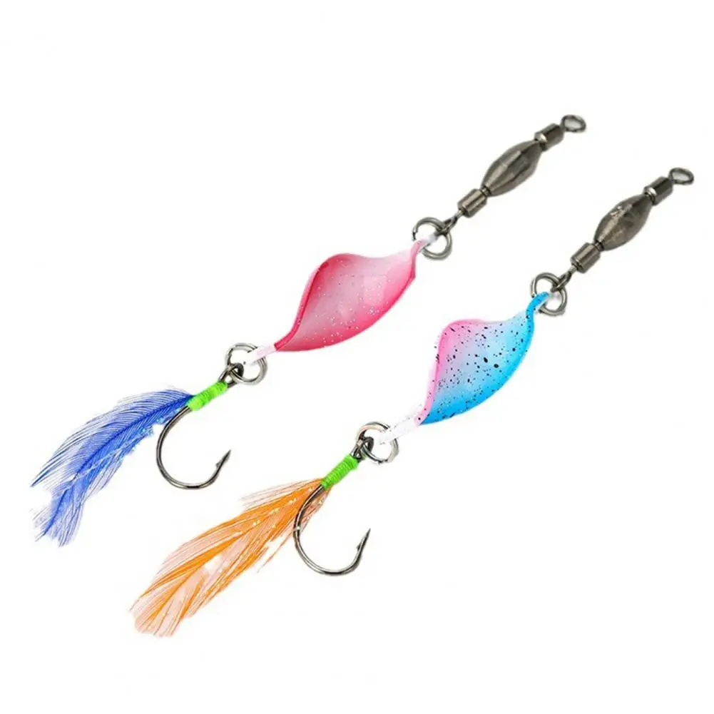 Spiral Bait Set 5pcs 7cm/3g Fishing Spiral Lure Set with Colorful Feather Hook Metal Spinning Sequin Long Casting for Freshwater