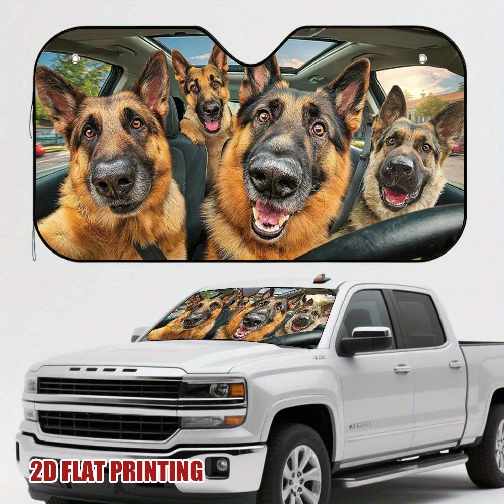 

1pc Funny Four German Shepherds Car Ride Windshield Sun Shade: 1pc Car Sun Shade, Car Interior Accessories, Window Sunshade For
